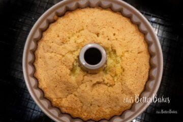 baked limoncello cake in tin