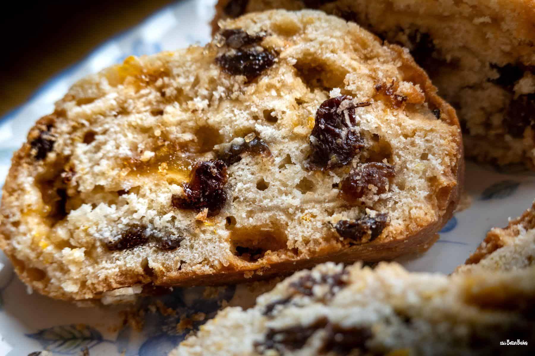 citrus roly poly spotted dick dough close up of a slice