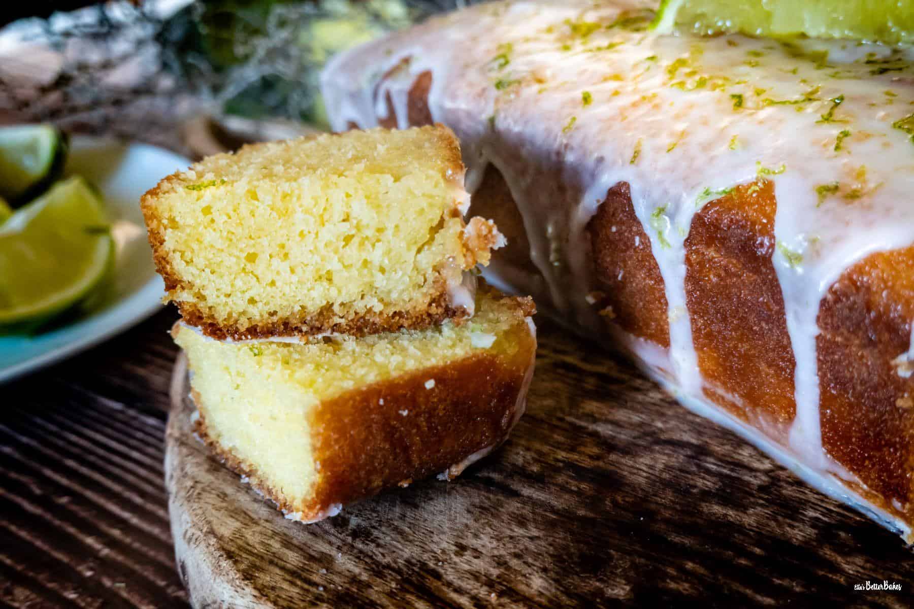 pieces of easy lime drizzle cake