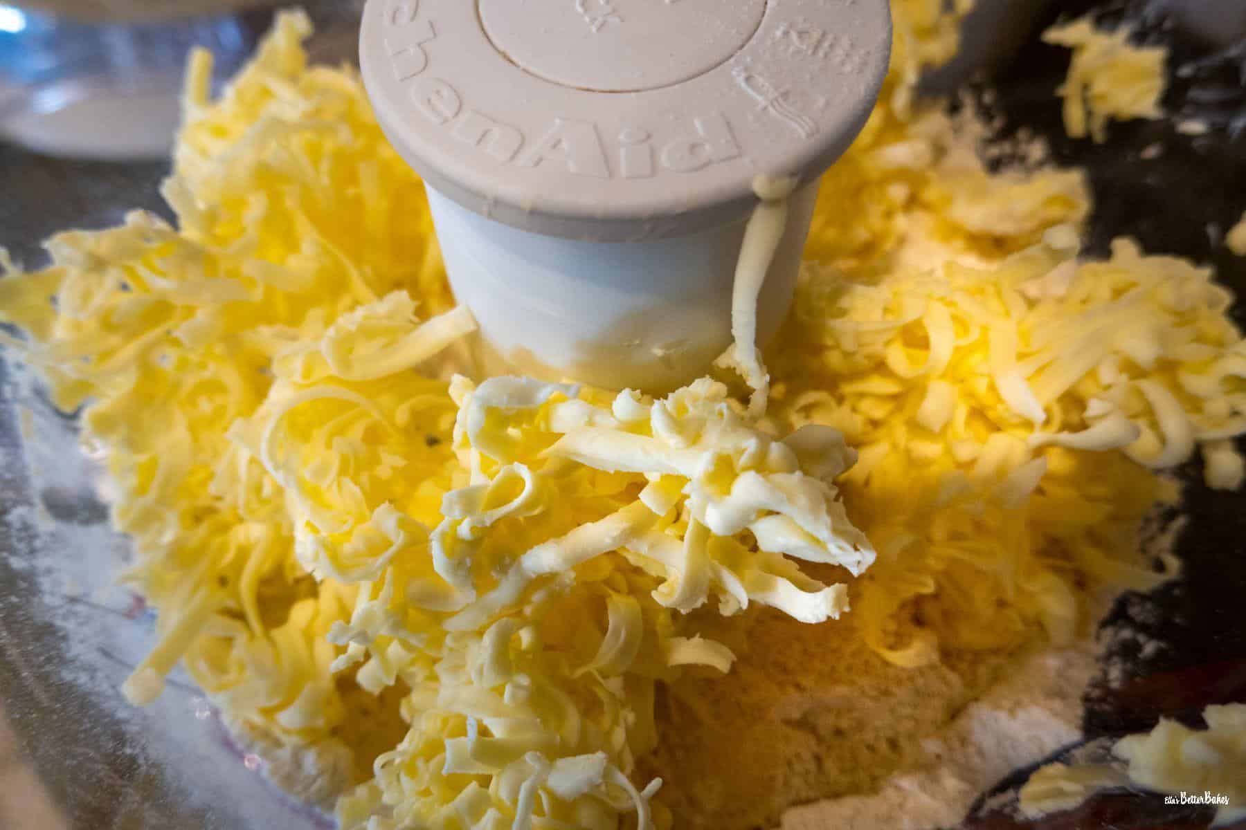grated butter added to flour