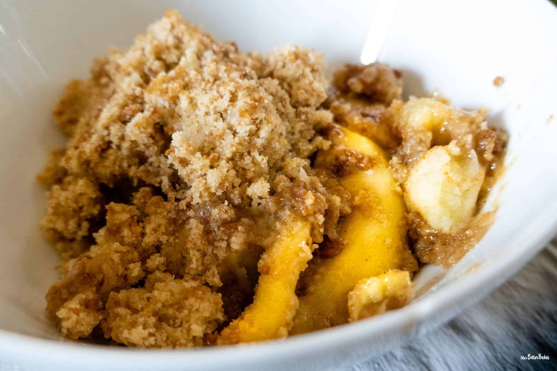 close up of a dish of crumble