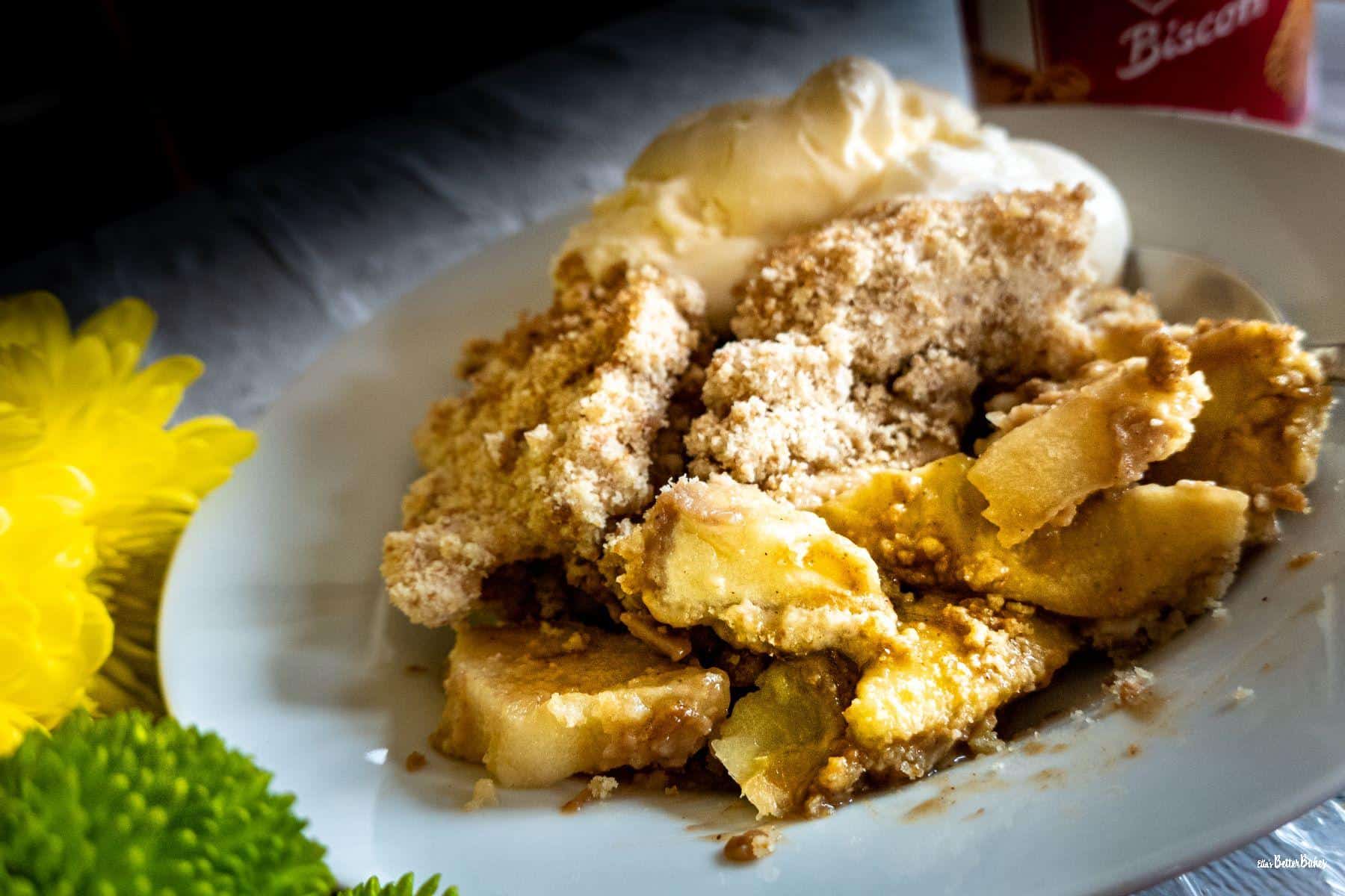 crumble next to flowers