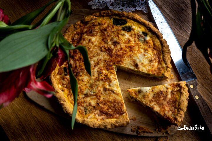 top view of vegetable quiche