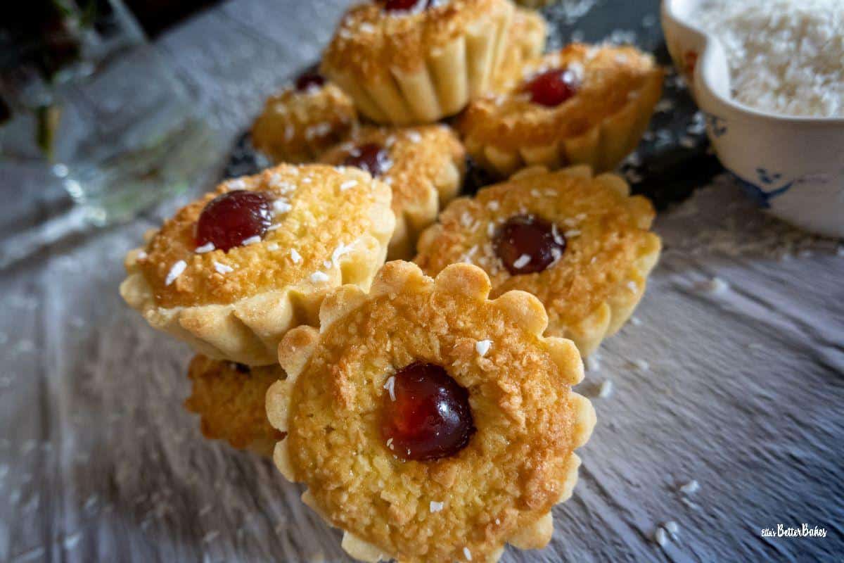 line of coconut tarts