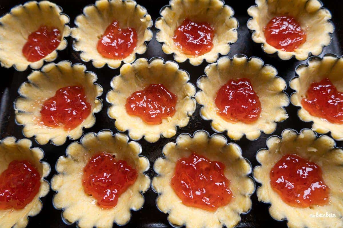 tart cases filled with jam