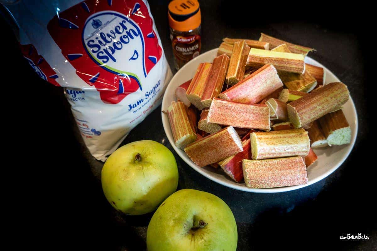 rhubarb and apple jam ingredients