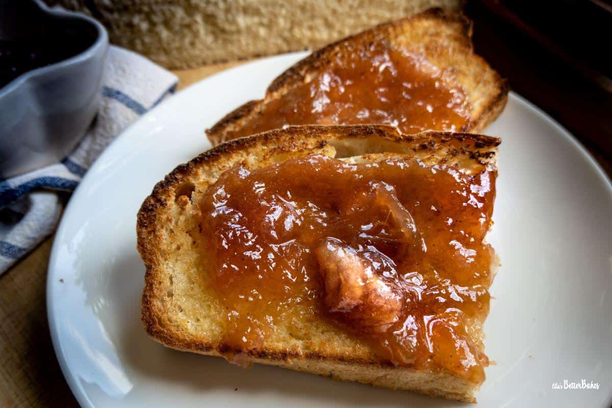 jam on toast on a plate