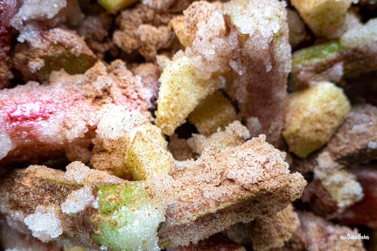 rhubarb coated in sugar