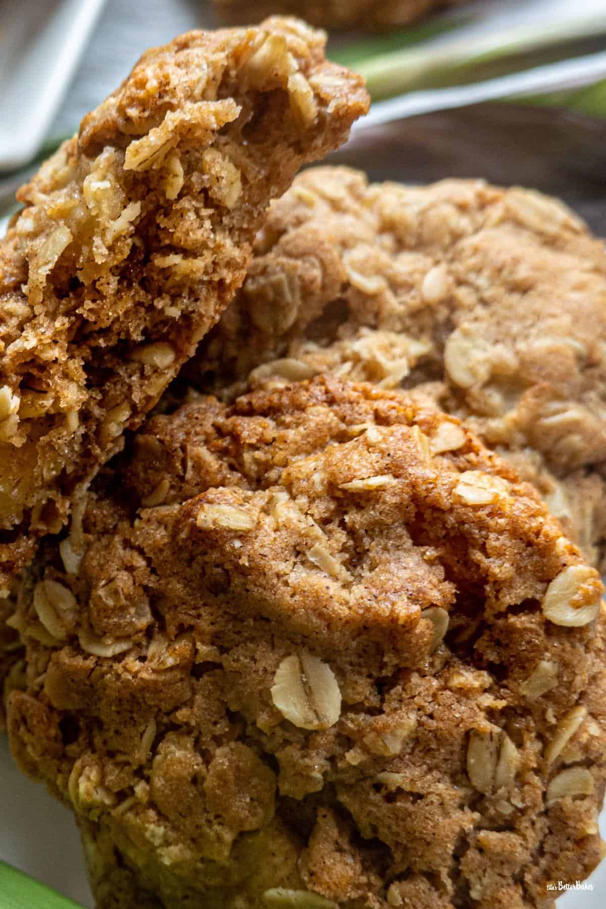 close up of apple and oat cookies portrait