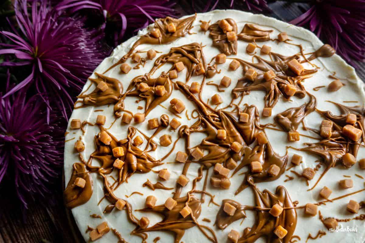 salted caramel no bake cheesecake right hand corner