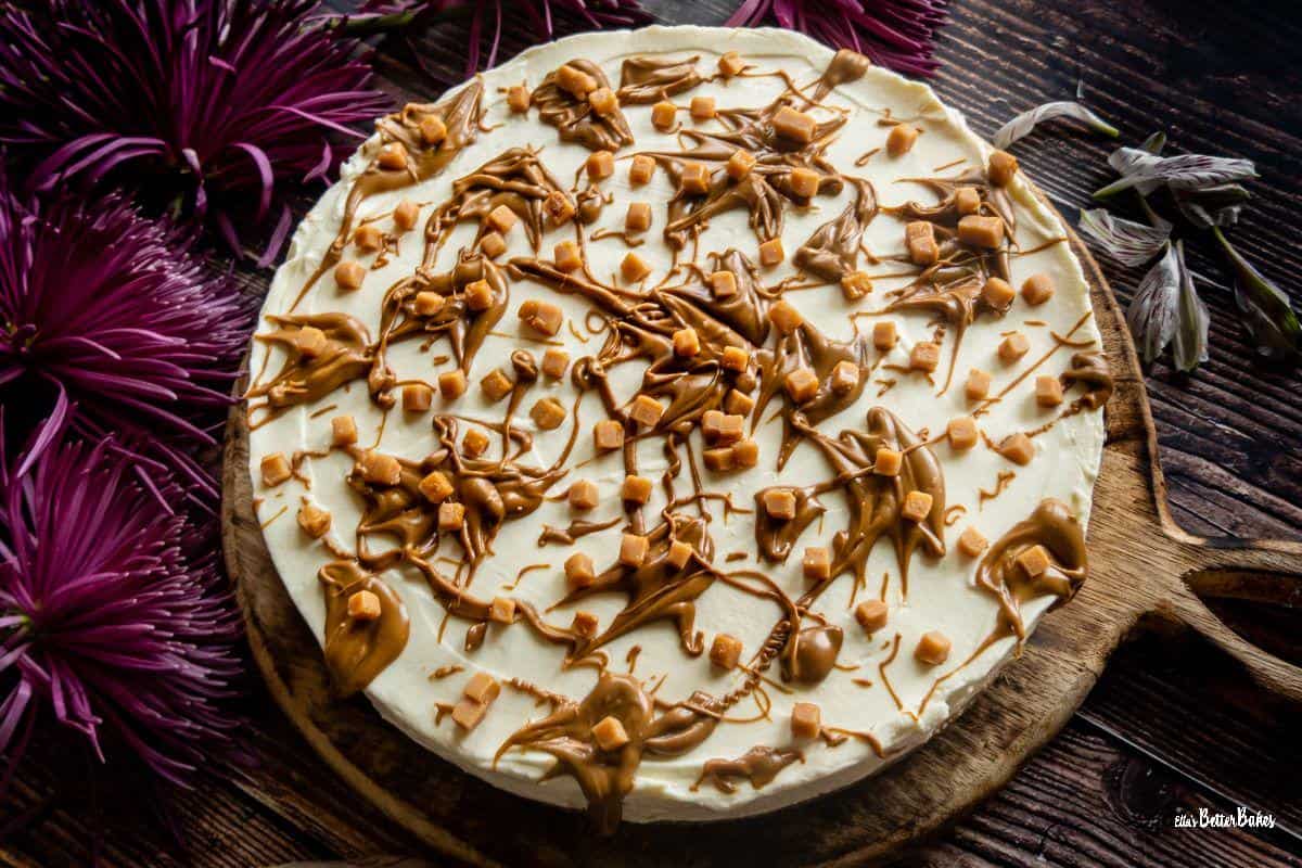 top view of no bake salted cheesecake