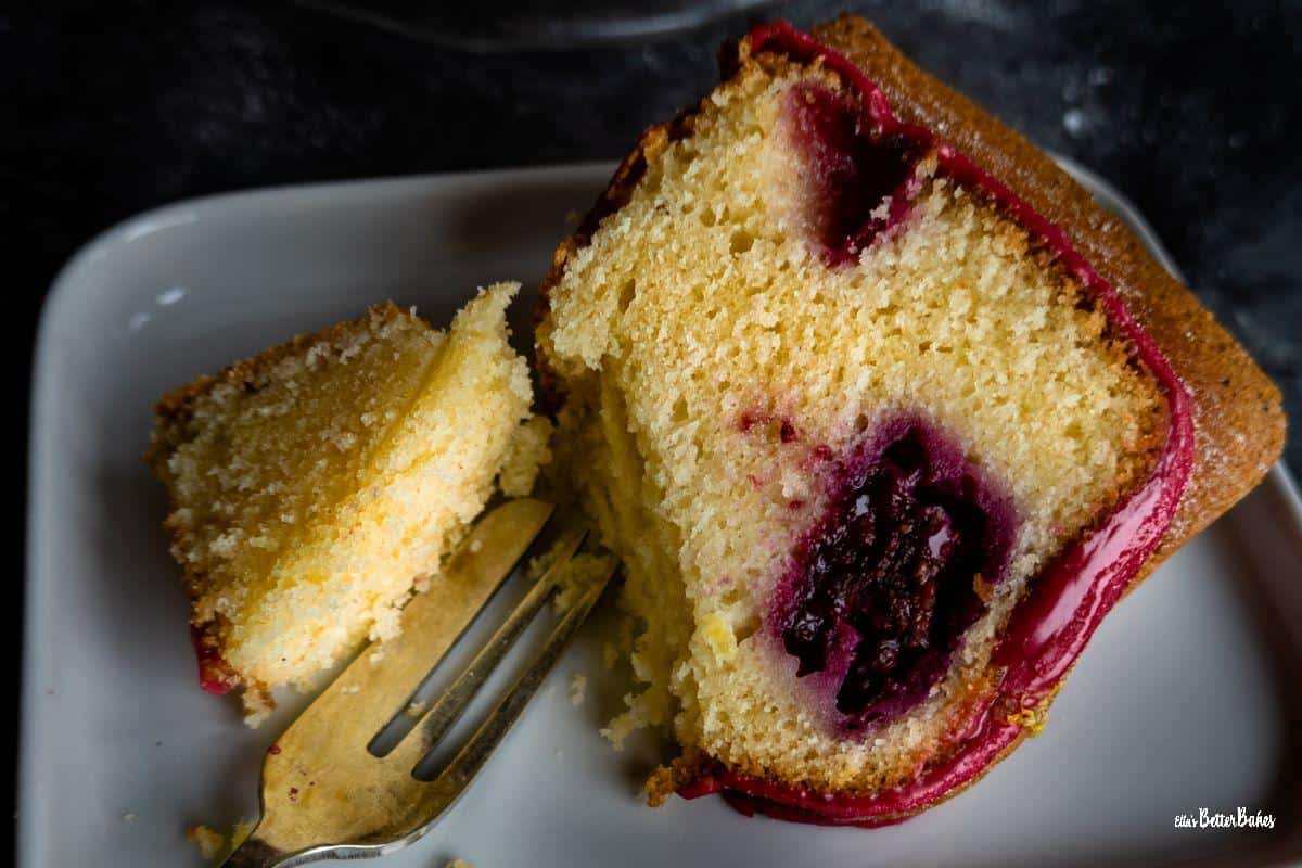 cut pice of cake on a plate