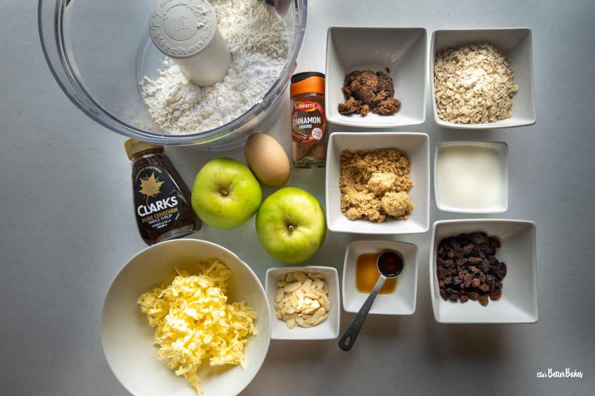 ingredients for apple crumble tartlets