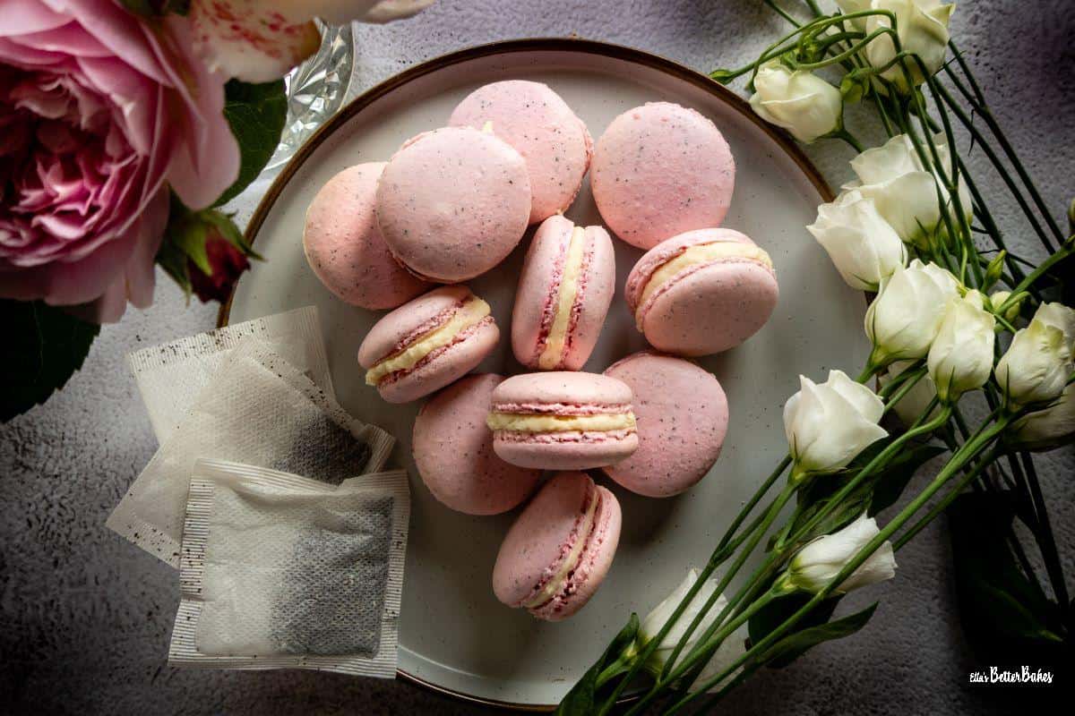 main picture plate of earl grey macarons