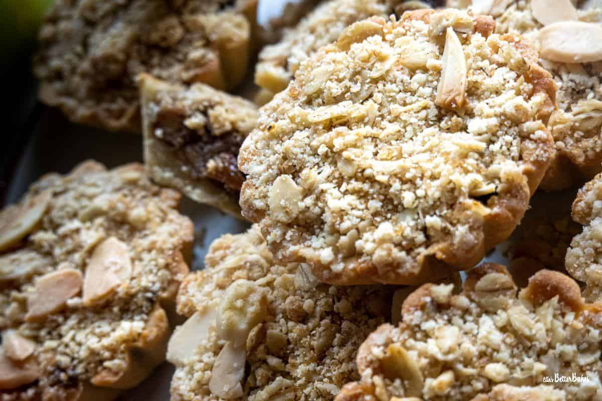 plate of apple crumble tartlets