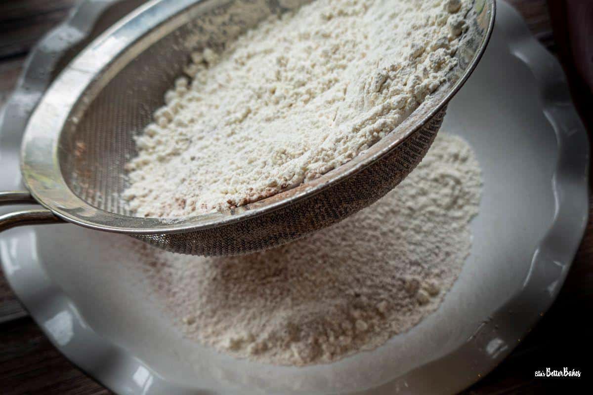 flour and cocoa sieved