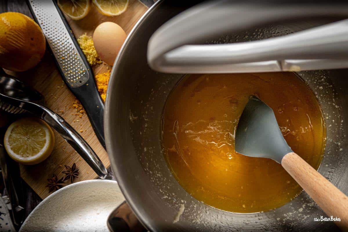 butter, sugar and syrup melted