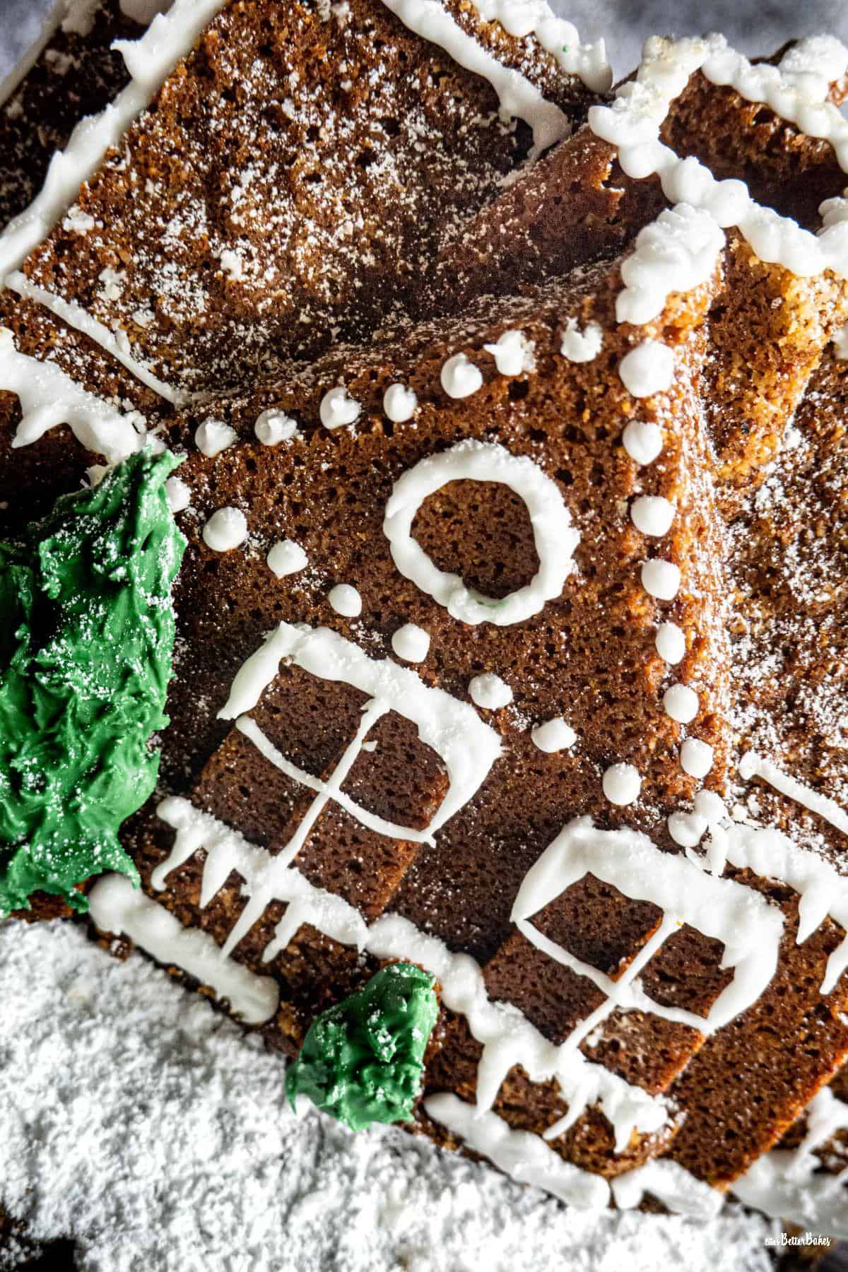 golden syrup gingerbread house cake portrait
