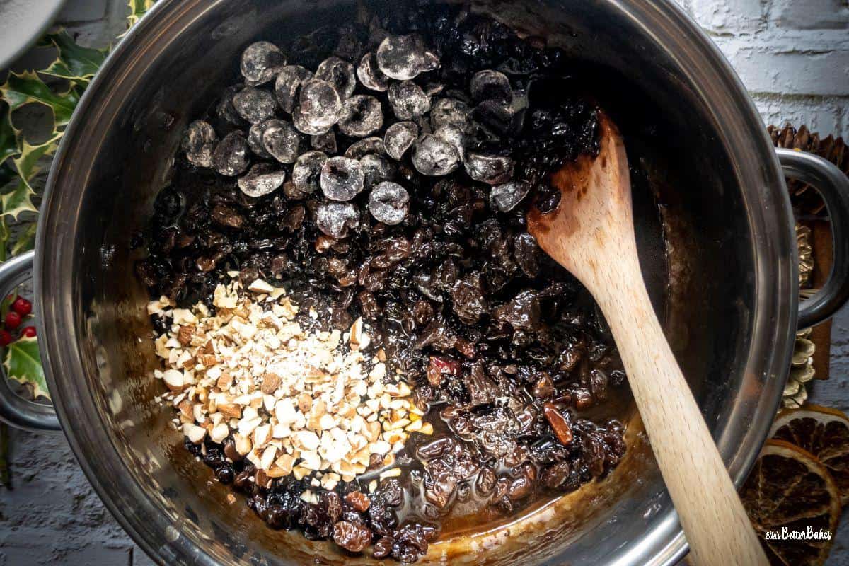 nuts and cherrie added for Christmas cake - close up