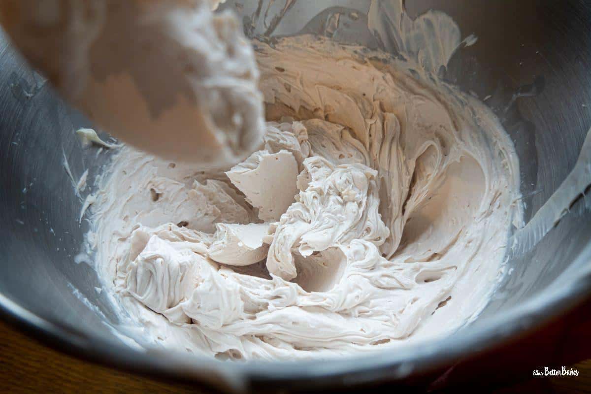 cream mixed for cherry tiramisu