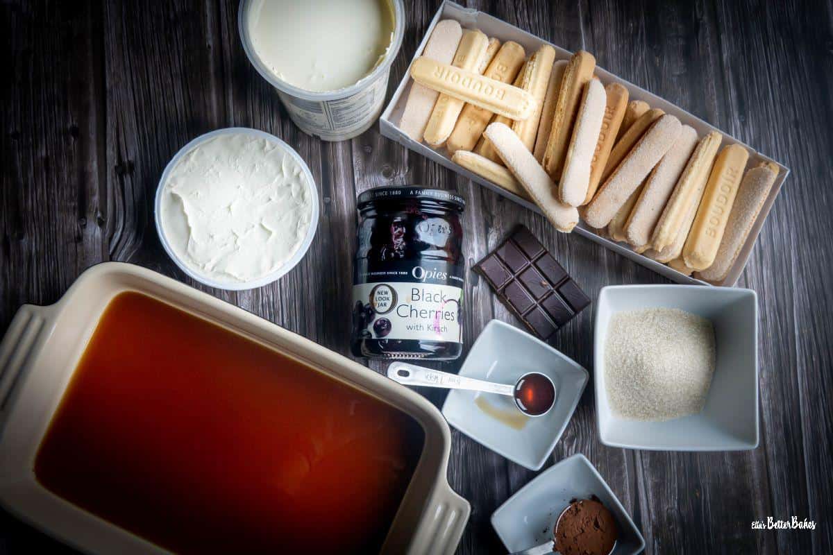ingredents for cherry tiramisu