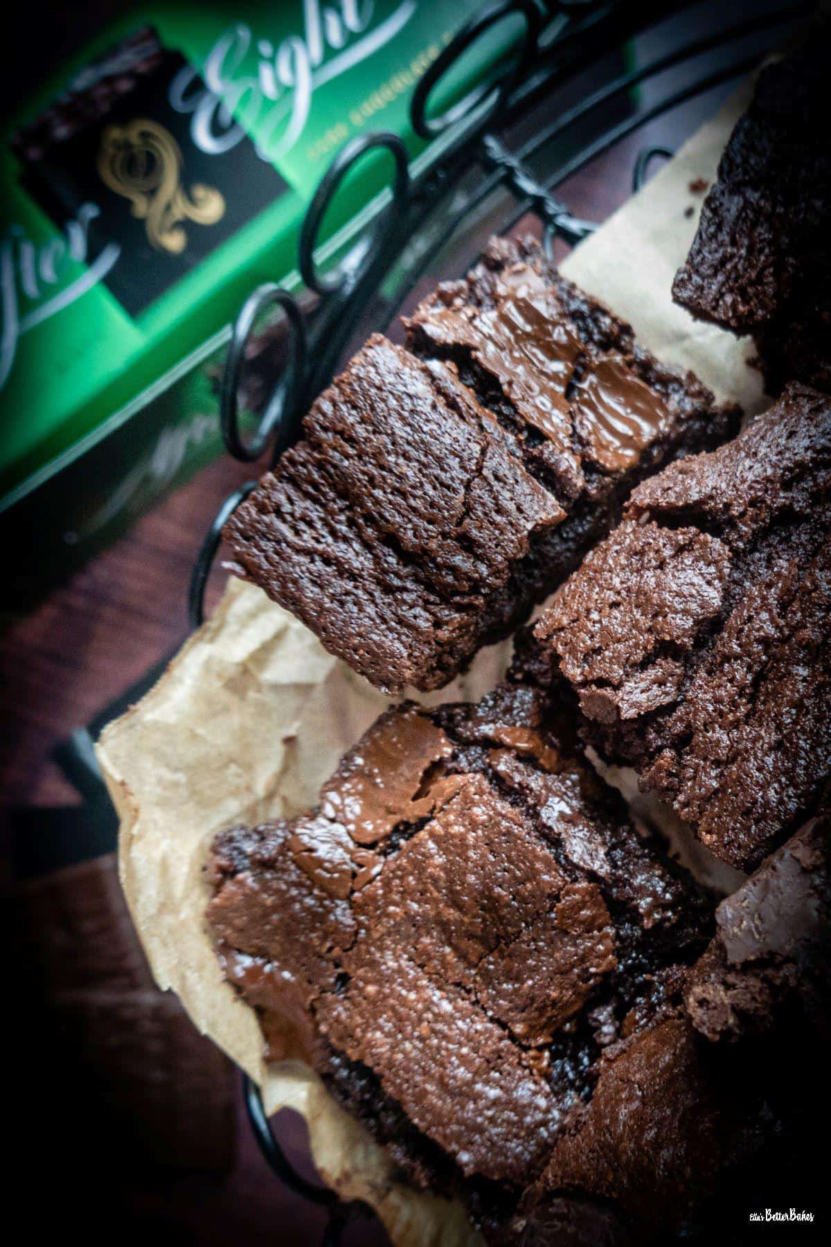 portrait close up of after eight brownies
