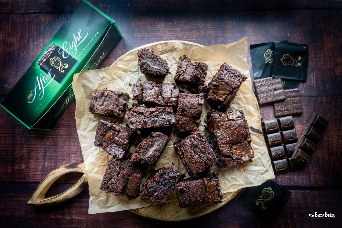 top shot of after eight brownies