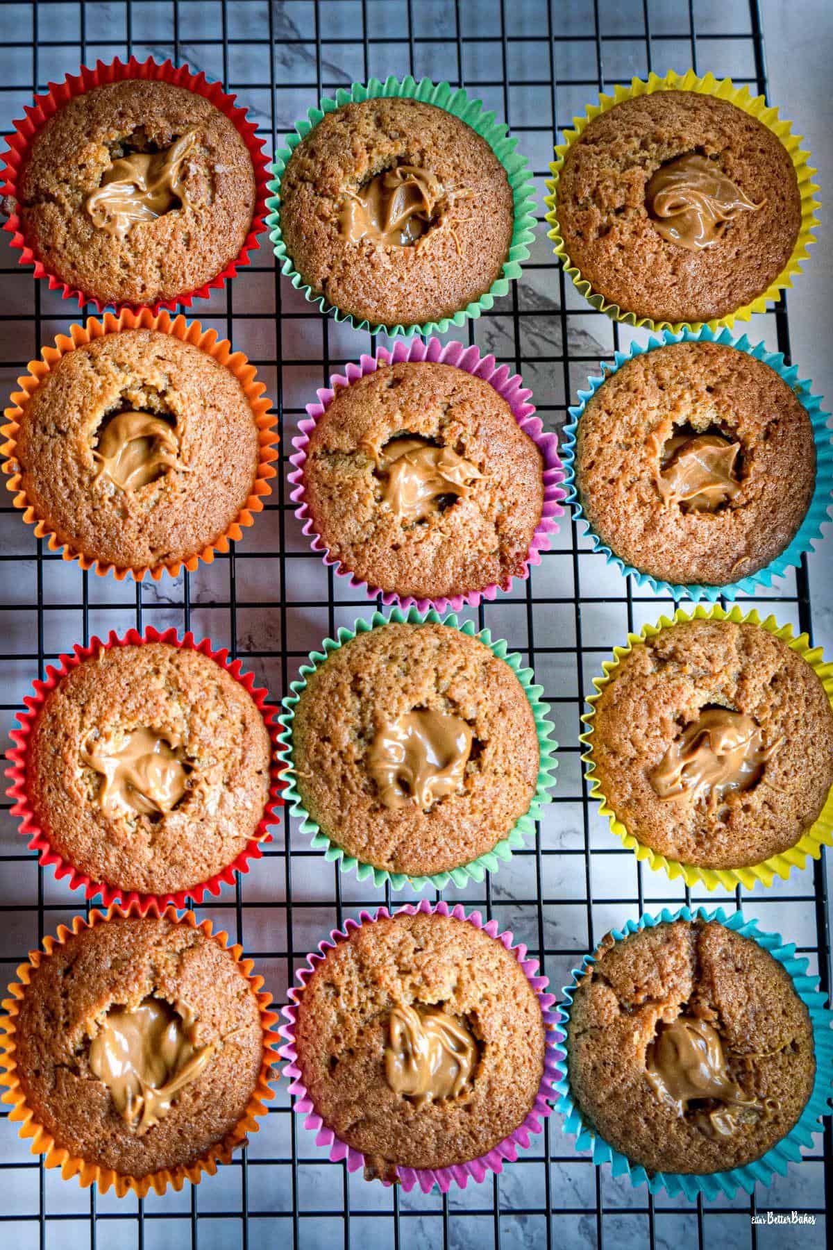 biscoff cakes with biscoff added to centre