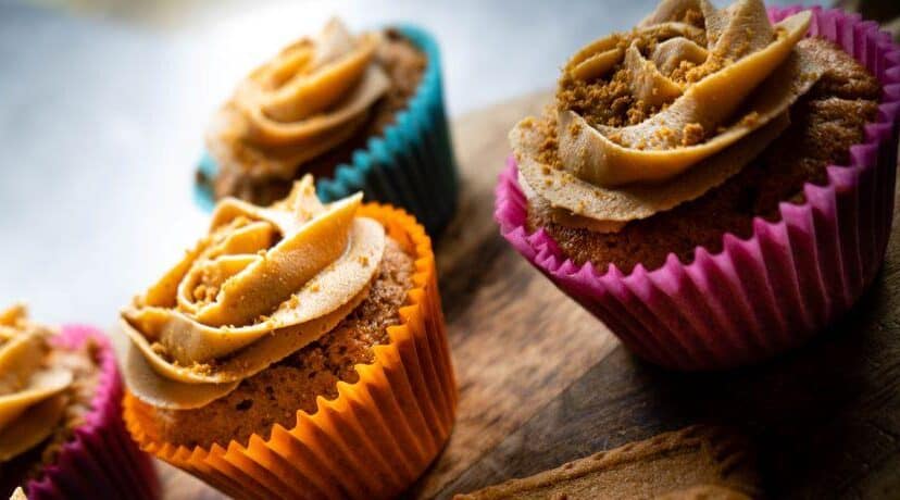 cupcakes on a board slanted