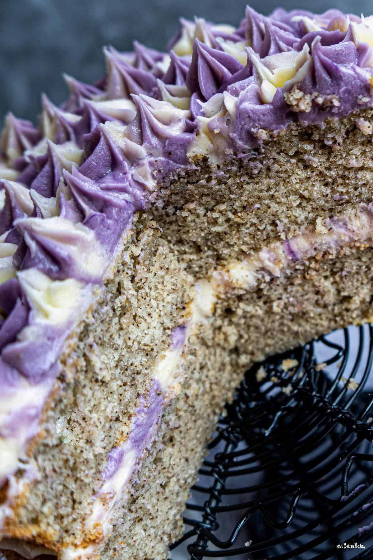 cake cut on cake stand