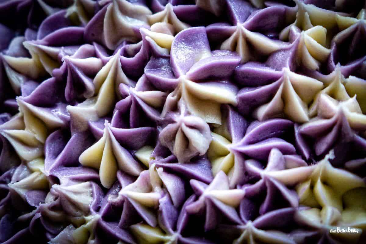 close up of lavender buttercream