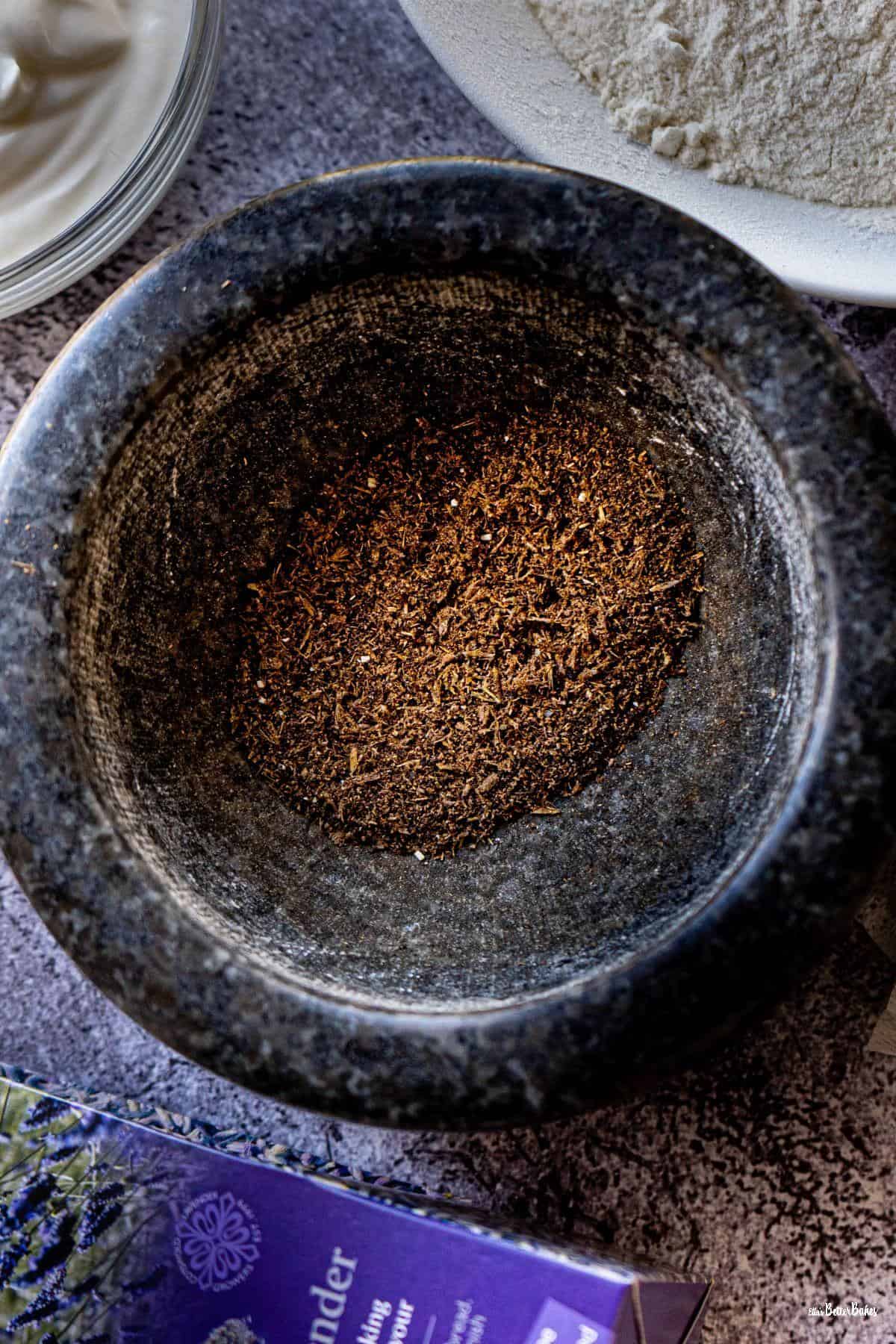 lavender and earl grey tea ground