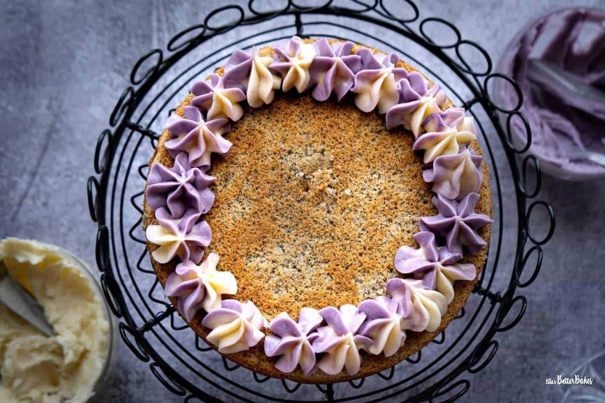 outer icing added to cake tier