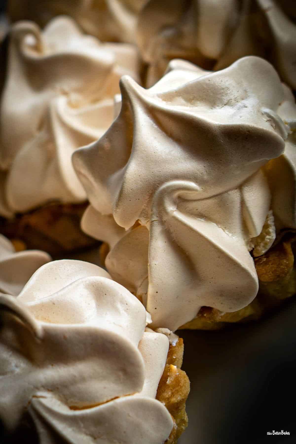 lemon meringue tart close up