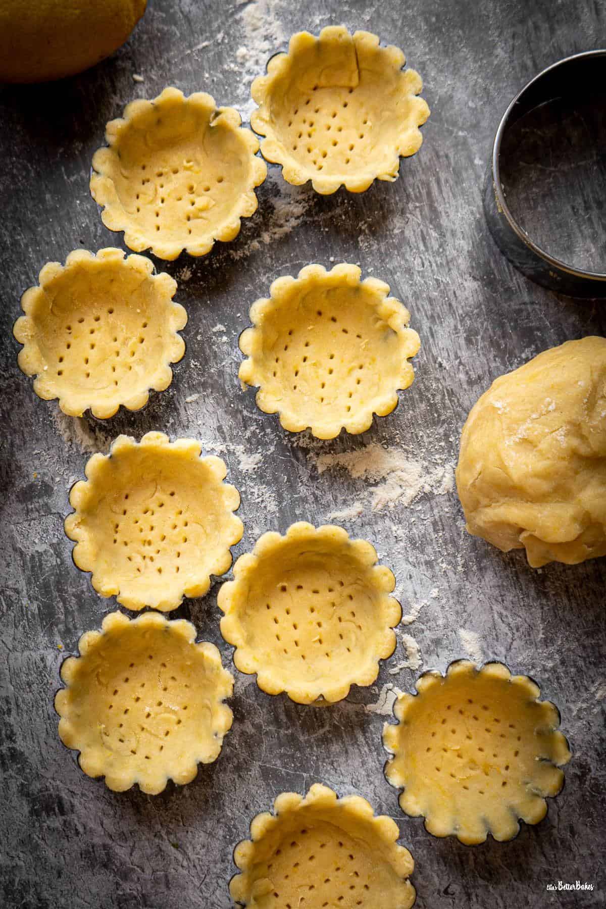 pastry in tartlet cases pricked bases