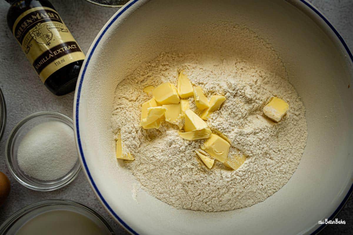 butter added to flour mixture