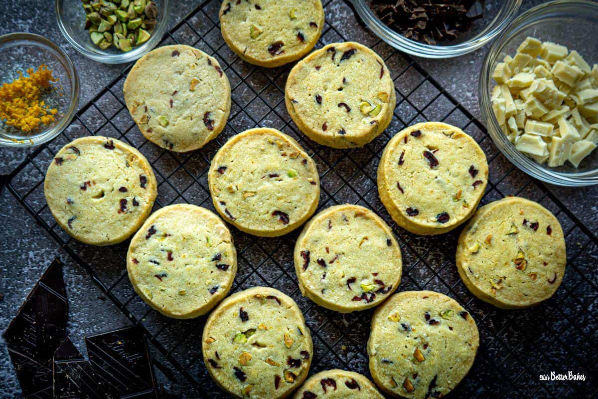 cranberry and pistachio cookies baked