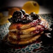 featured image lemon pancakes and cherry sauce