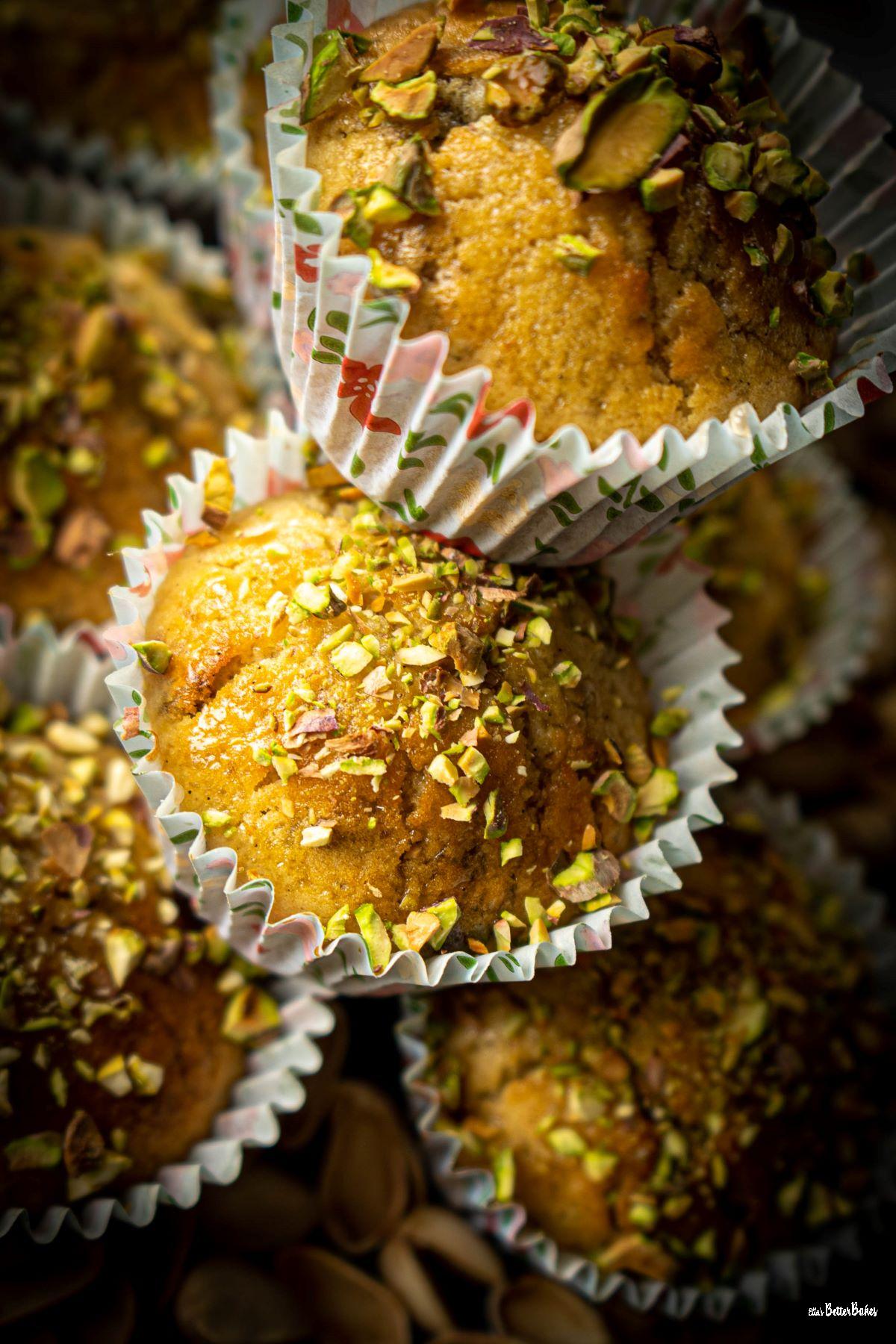 stacked pistachio muffins portrait size