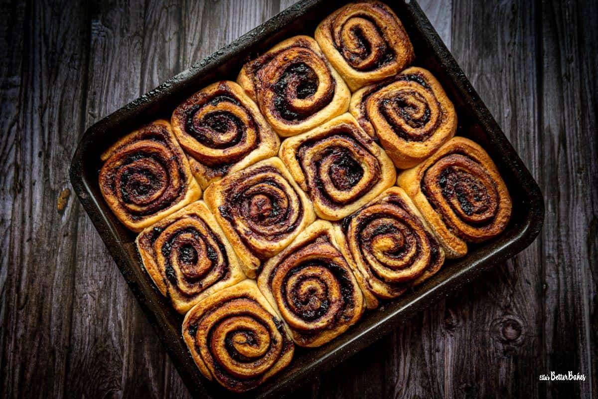 blueberry and cinnamon rolls baked