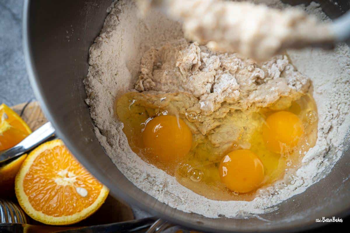 eggs added to dough