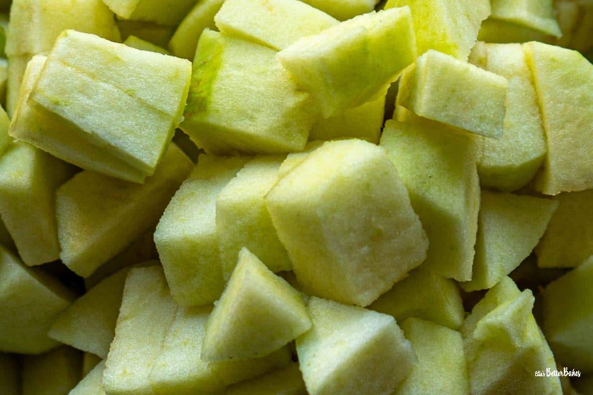 close up of chopped apple