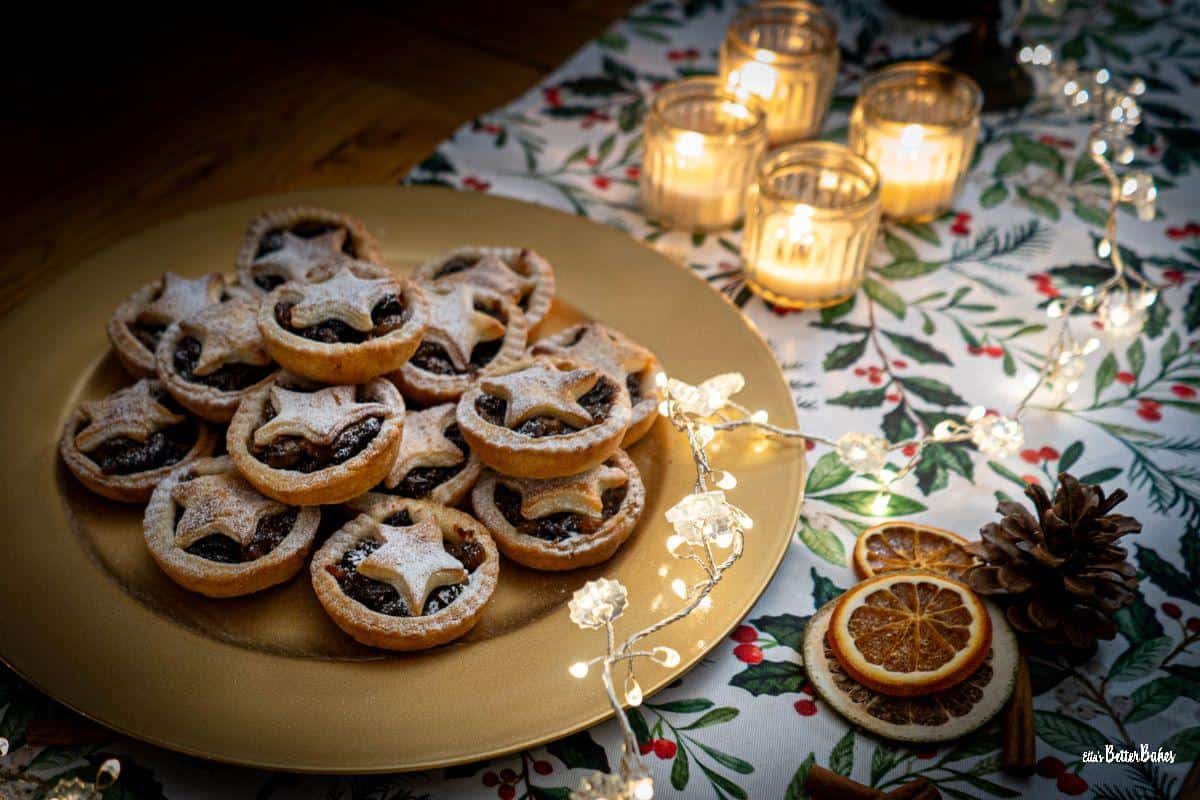 mince pies on table runner from Robin and Mouse