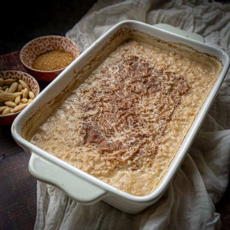 featured image almond milk rice pudding