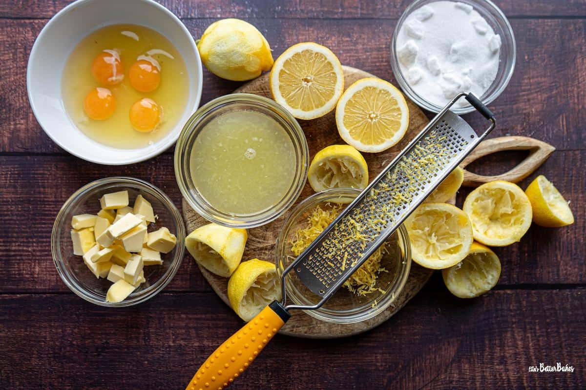 ingredients for lemon curd with eggs
