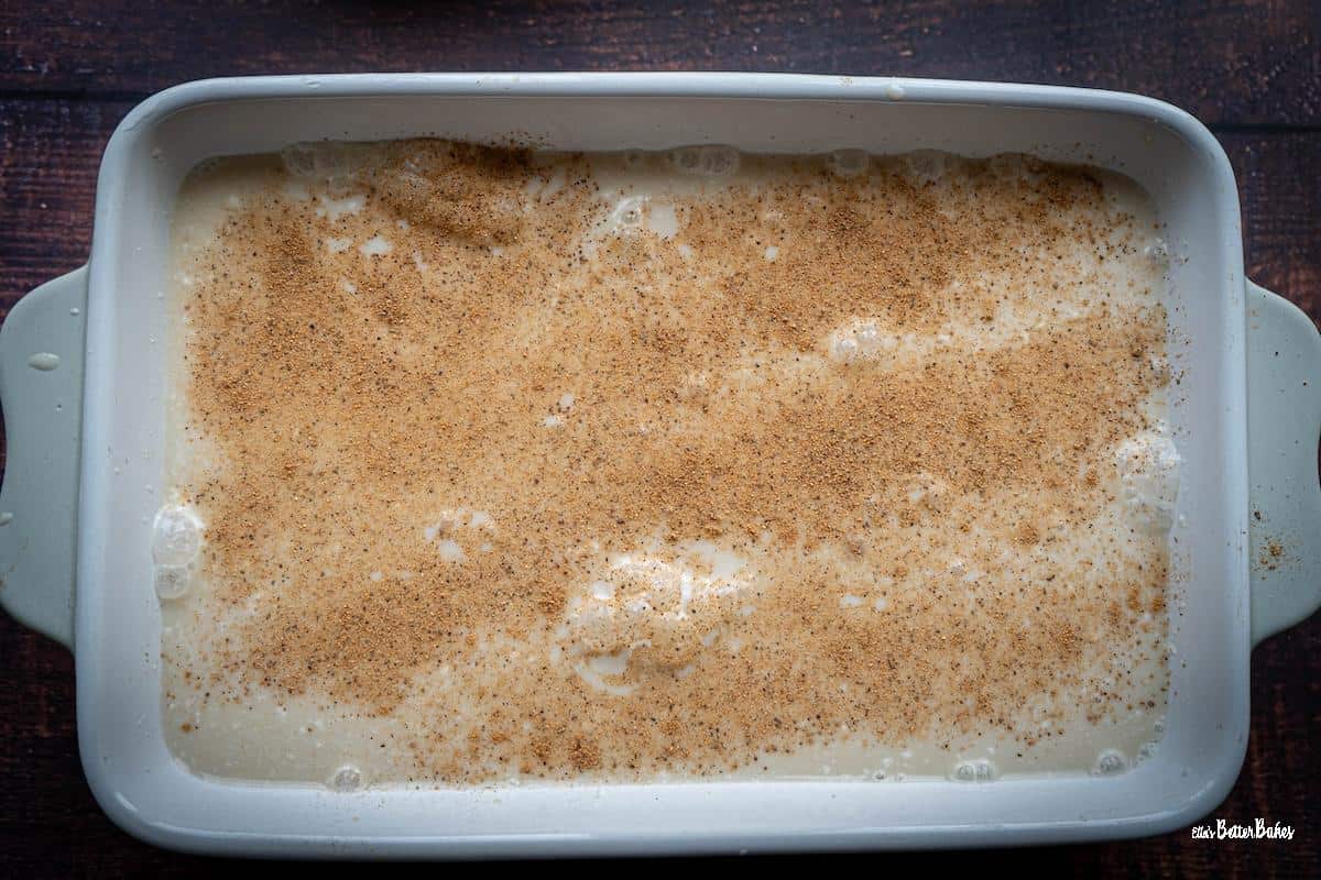 nutmug sprinkled over rice pudding
