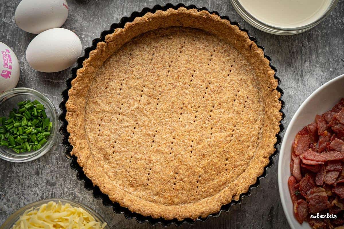 baked pastry case in a tin