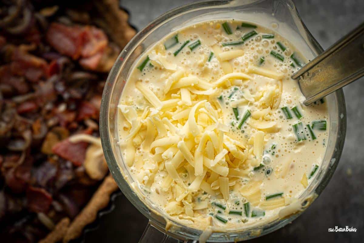 cheese added to beaten egg mixture