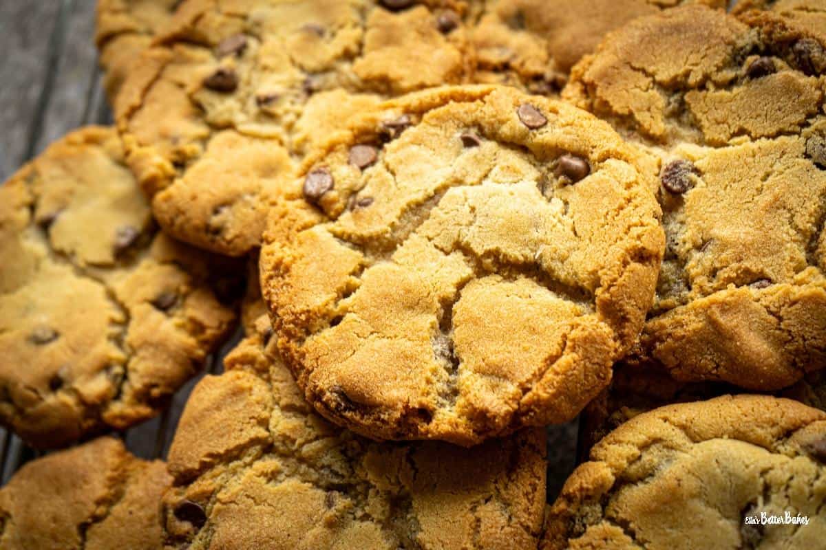 close up of chocolate chips cookies