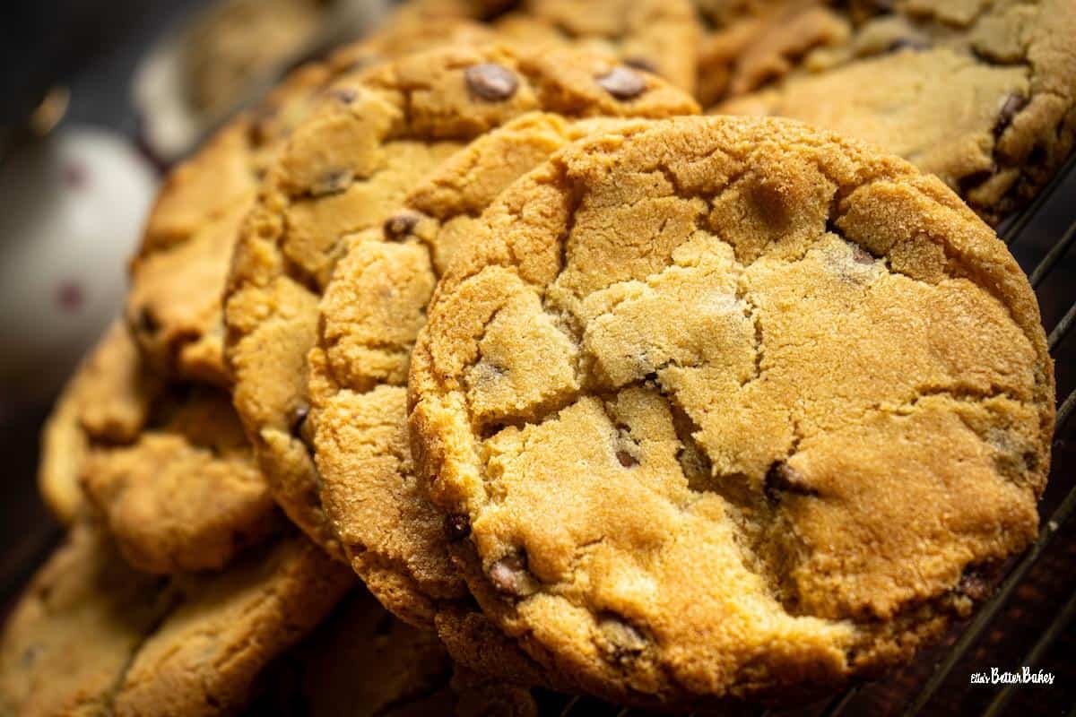 cookies stacked on a cooling rack